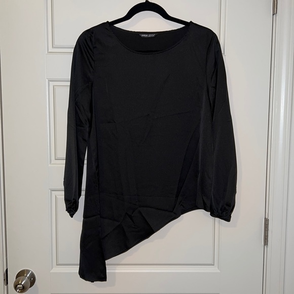 Satin Black Blouse with Angle Finish - Picture 1 of 1
